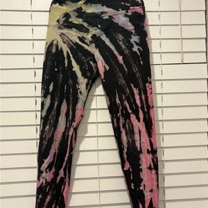 Hard Tail Black and Pink Tie-Dye Leggings